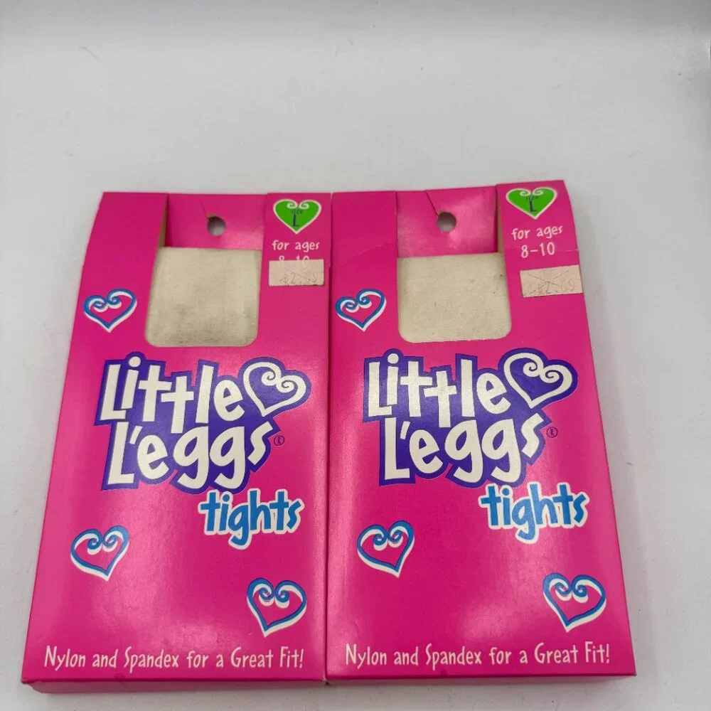 ✨ Vintage Little Leggs Tights Girls Size L 8–10 | NOS Lot of 2 | Pink Packaging